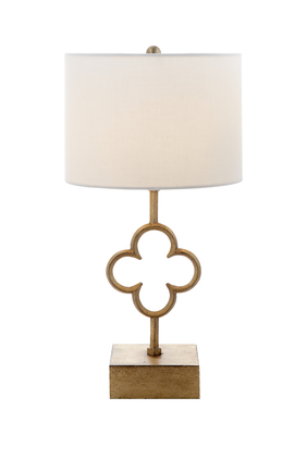 مصباح طاولة بتصميم كواترفويل بغطاء كتان